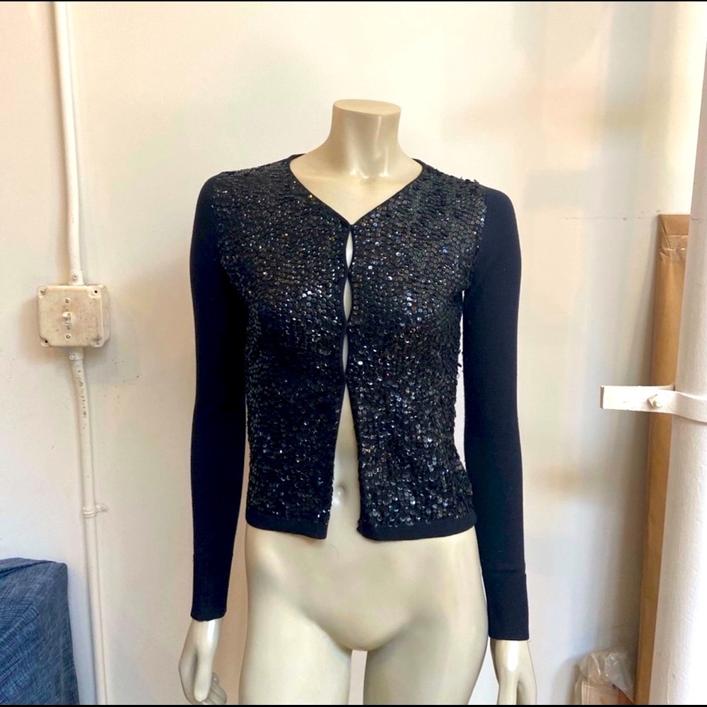 Twin-Set Sequins Silk Black Cardigan